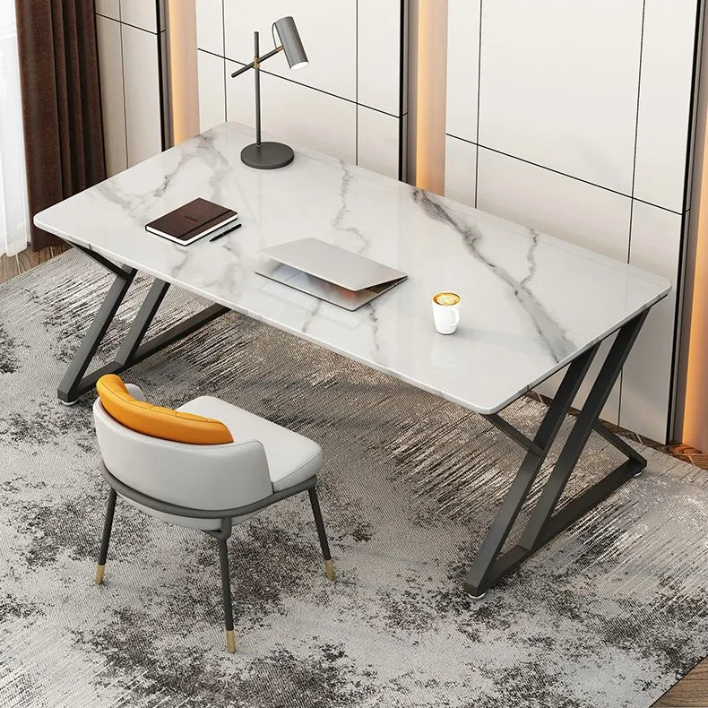 Bureau d'écriture rectangulaire en pierre de bureau moderne de 29,53 po de hauteur Clearhalo