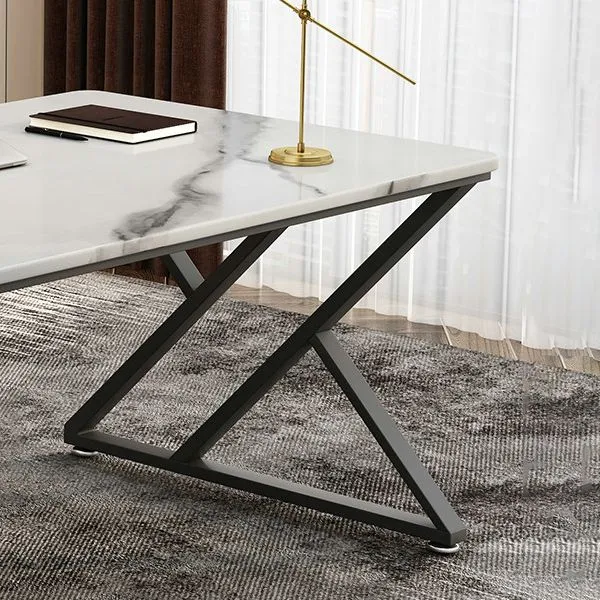 Bureau d'écriture rectangulaire en pierre de bureau moderne de 29,53 po de hauteur Clearhalo