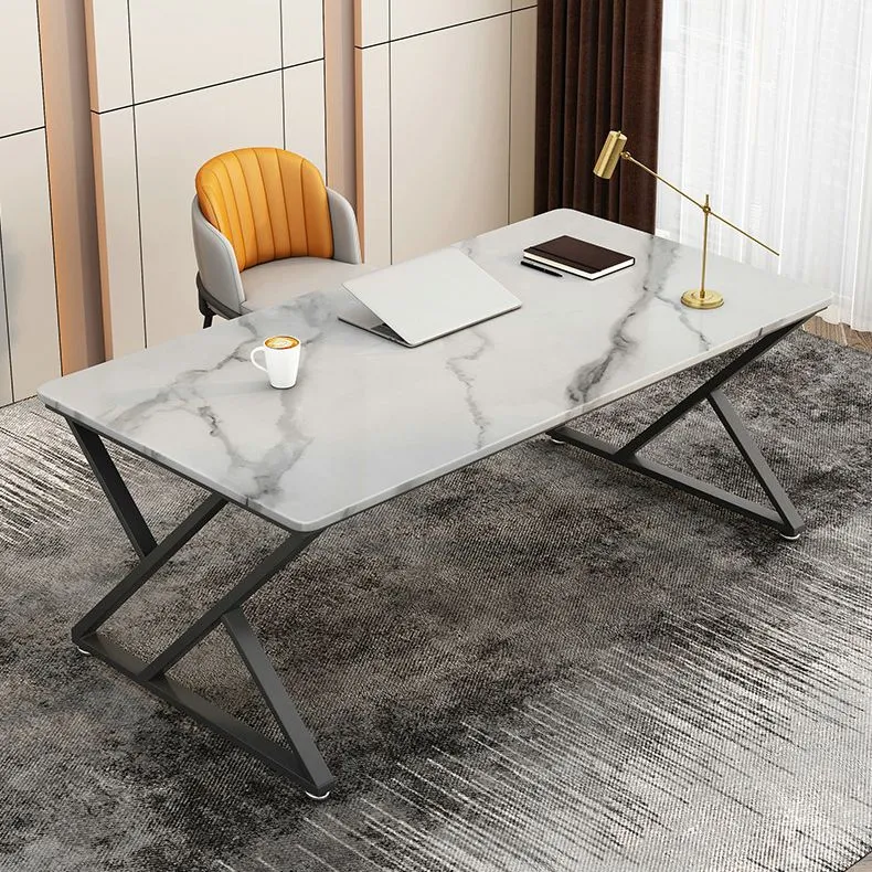 Bureau d'écriture rectangulaire en pierre de bureau moderne de 29,53 po de hauteur Clearhalo