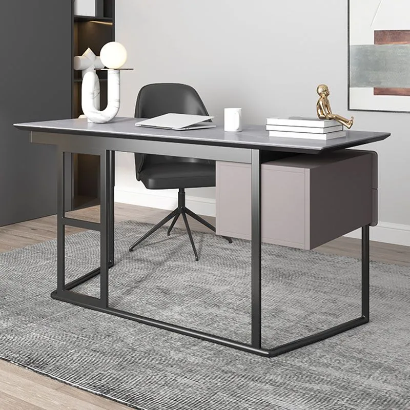 Bureau d'écriture rectangulaire en pierre, 2 tiroirs, 23,62 po de hauteur Clearhalo