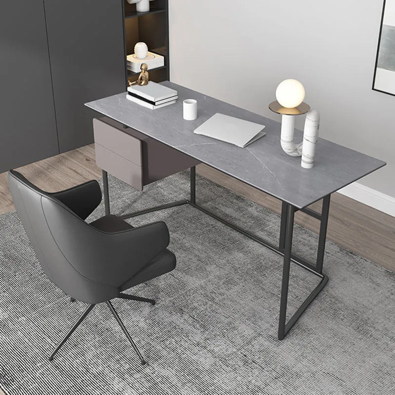Bureau d'écriture rectangulaire en pierre, 2 tiroirs, 23,62 po de hauteur Clearhalo