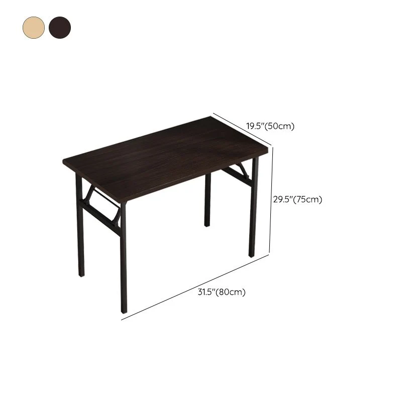 Bureau d'écriture rectangulaire pliant, bureau moderne à Base noire pour chambre à coucher Clearhalo