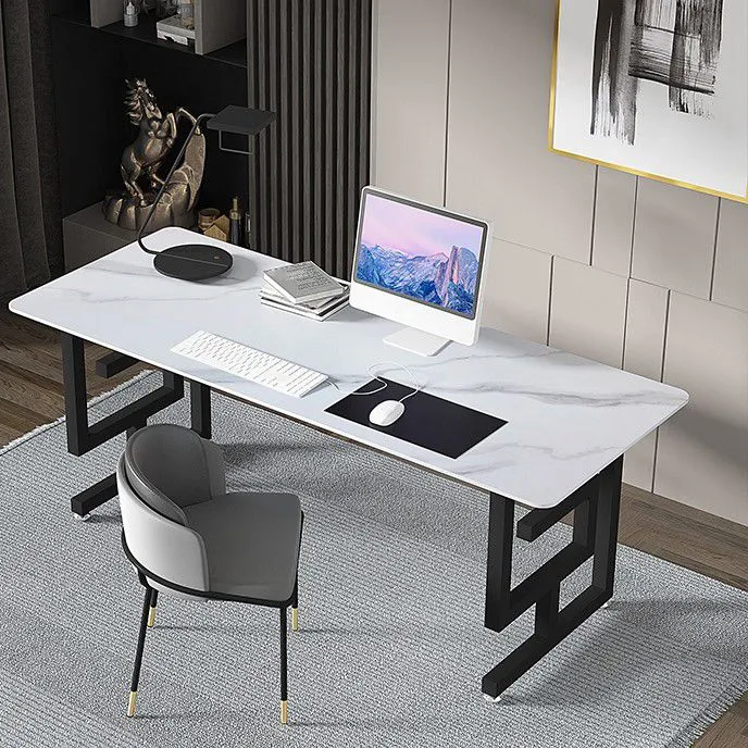 Bureau d'écriture rectangulaire pour bureau à domicile, bureau de style industriel sur traîneau Clearhalo