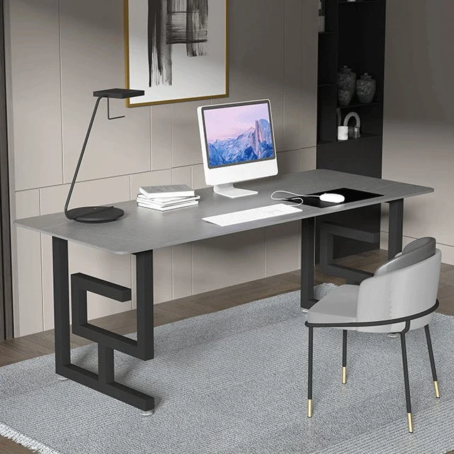 Bureau d'écriture rectangulaire pour bureau à domicile, bureau de style industriel sur traîneau Clearhalo