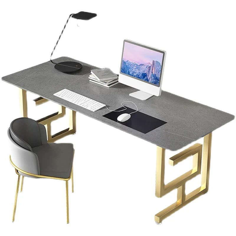 Bureau d'écriture rectangulaire pour bureau à domicile, bureau de style industriel sur traîneau Clearhalo