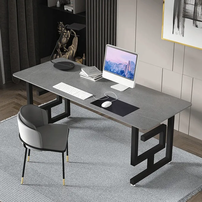 Bureau d'écriture rectangulaire pour bureau à domicile, bureau de style industriel sur traîneau Clearhalo