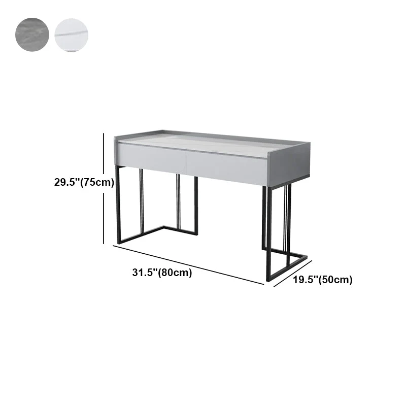 Bureau d'écriture rectangulaire pour bureau à domicile, bureau en pierre de style moderne Clearhalo