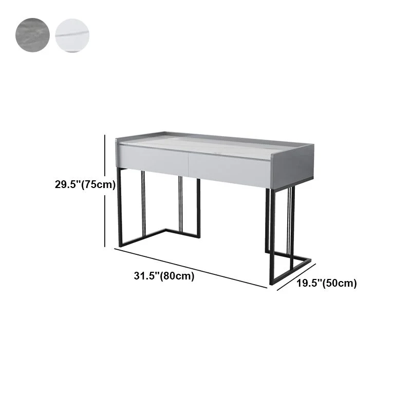 Bureau d'écriture rectangulaire pour bureau à domicile, bureau en pierre de style moderne Clearhalo
