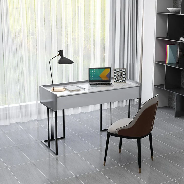 Bureau d'écriture rectangulaire pour bureau à domicile, bureau en pierre de style moderne Clearhalo