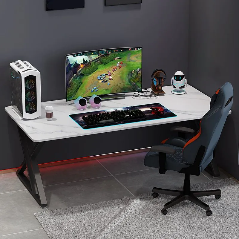 Bureau d'écriture rectangulaire pour la maison, bureau de jeu en pierre de style moderne Clearhalo