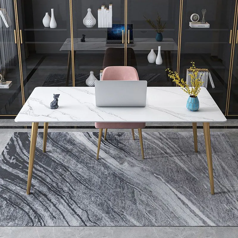 Bureau d'écriture rectangulaire de style Glam avec pieds en métal Clearhalo