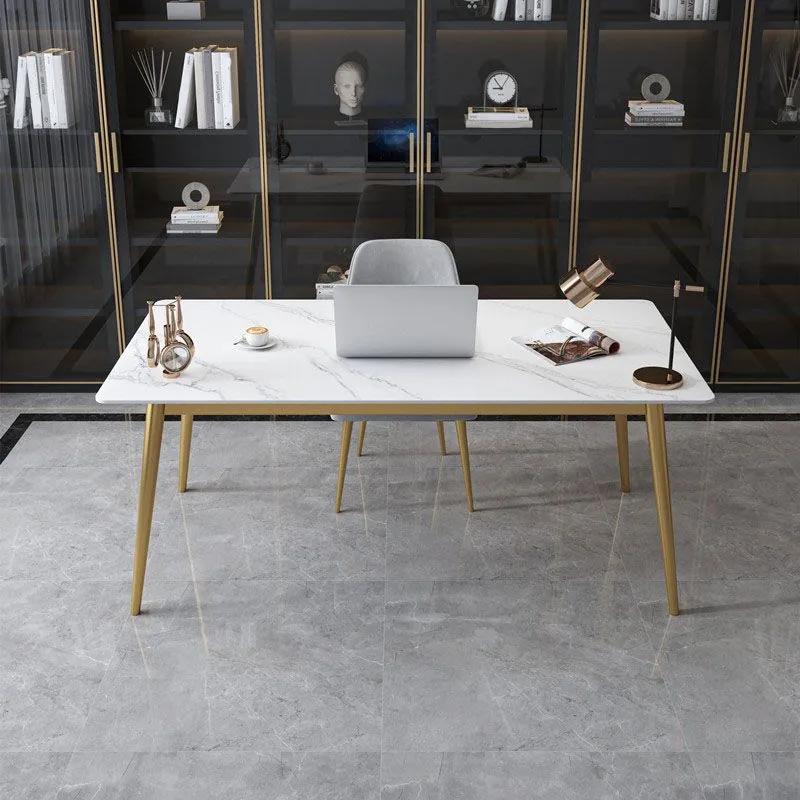 Bureau d'écriture rectangulaire de style Glam avec pieds en métal Clearhalo