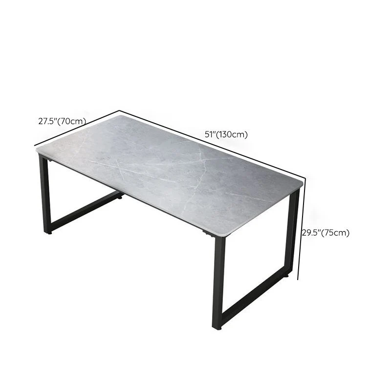 Bureau d'écriture rectangulaire taupe foncé, bureau industriel sur traîneau pour la maison Clearhalo