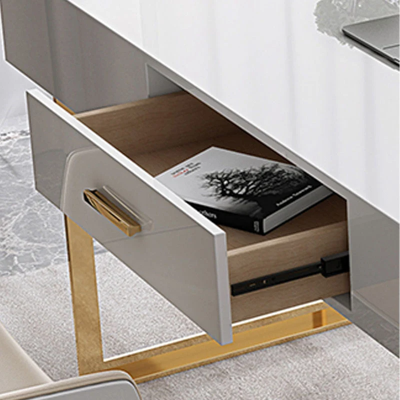 Bureau d'écriture rectangulaire à 1 tiroir, bureau Glam en bois artificiel Clearhalo