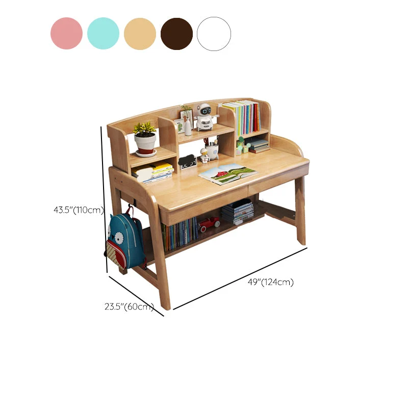 Bureau d'écriture réglable en bois moderne, bureau à domicile avec étagères Clearhalo