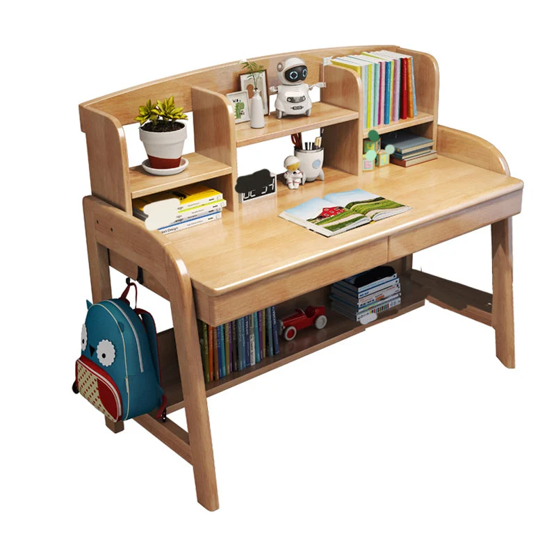 Bureau d'écriture réglable en bois moderne, bureau à domicile avec étagères Clearhalo