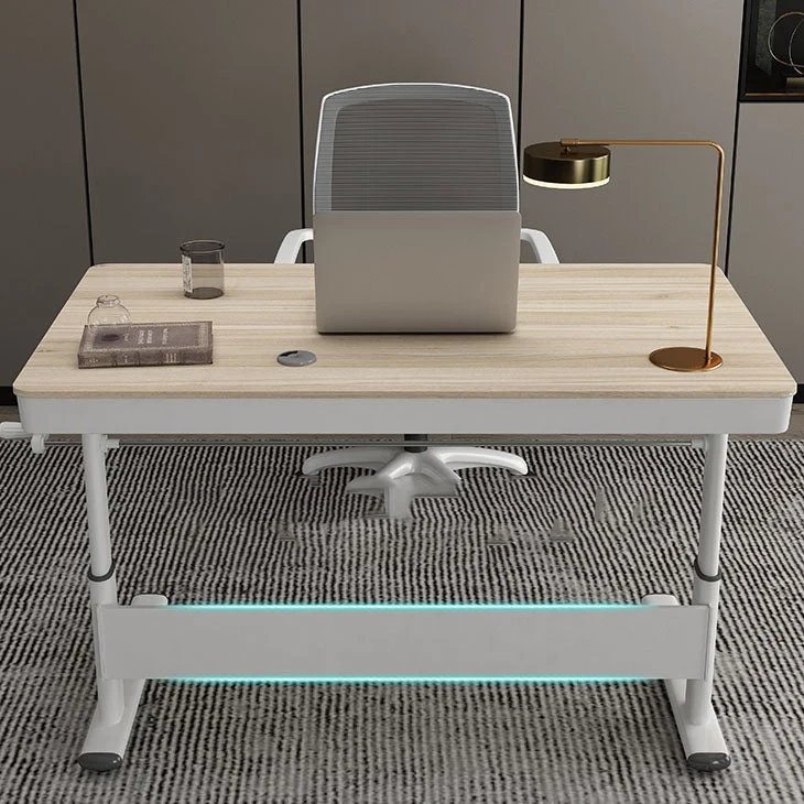 Bureau d'écriture réglable en hauteur, pour chambre à coucher, pied de Table à tréteaux blanc, bureau rectangulaire Clearhalo