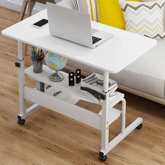 Bureau d'écriture réglable incurvé en bois manufacturé moderne avec roulettes Clearhalo