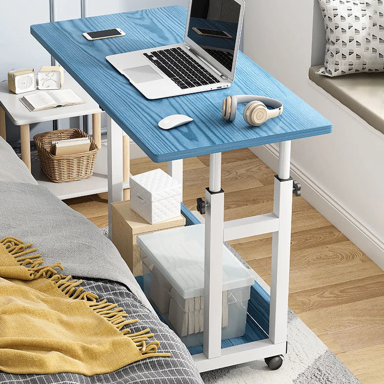 Bureau d'écriture réglable incurvé en bois manufacturé moderne avec roulettes Clearhalo