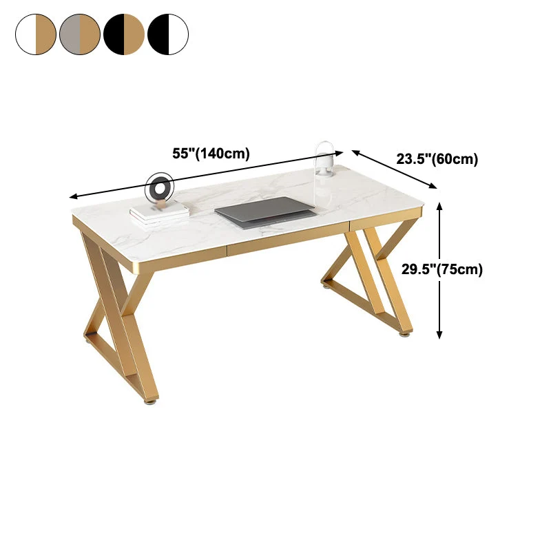 Bureau d'écriture de style Glam, bureau courbe, bureau de salle d'étude avec 1 tiroir Clearhalo
