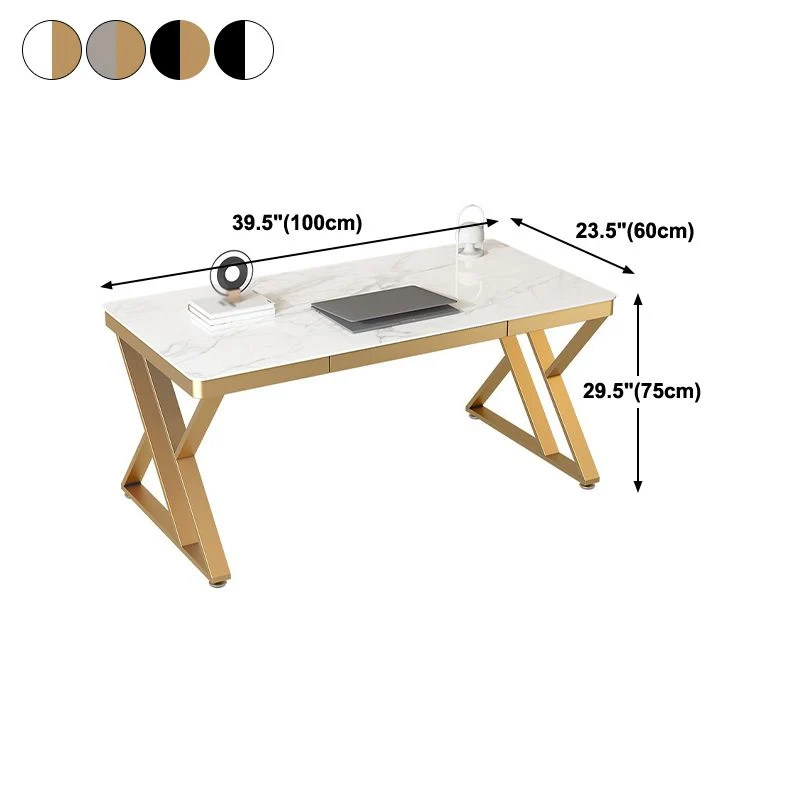 Bureau d'écriture de style Glam, bureau courbe, bureau de salle d'étude avec 1 tiroir Clearhalo