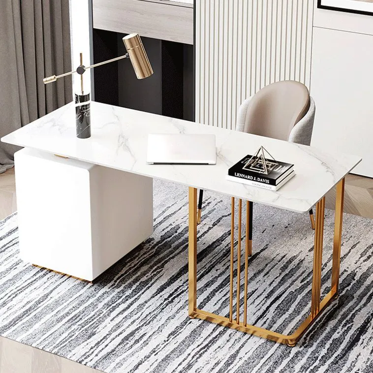 Bureau d'écriture de style Glam, bureau de salle d'étude avec 3 tiroirs Clearhalo