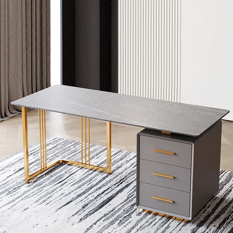 Bureau d'écriture de style Glam, bureau de salle d'étude avec 3 tiroirs Clearhalo