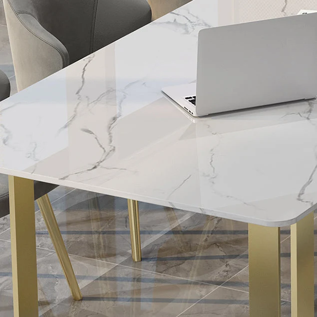 Bureau d'écriture de style Glam, table de réunion incurvée blanche pour la maison et le bureau Clearhalo