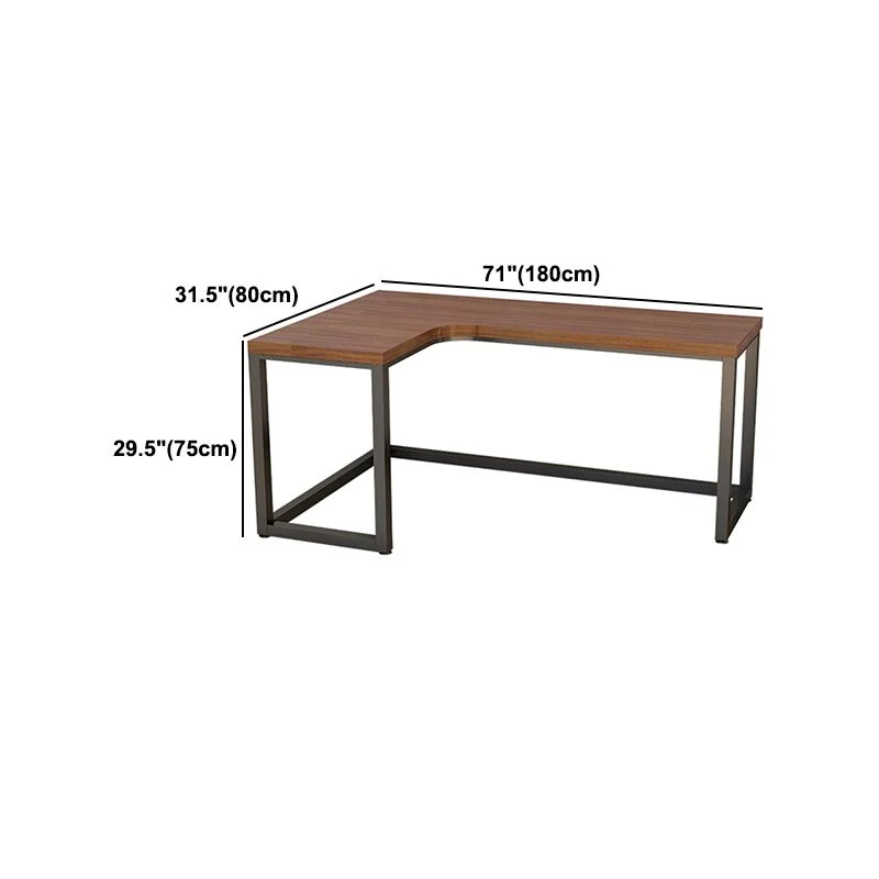 Bureau d'écriture de style industriel Bureau en forme de L en bois massif Clearhalo