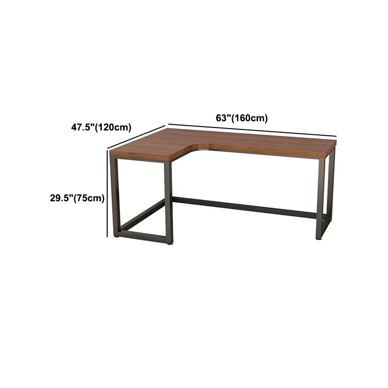 Bureau d'écriture de style industriel Bureau en forme de L en bois massif Clearhalo
