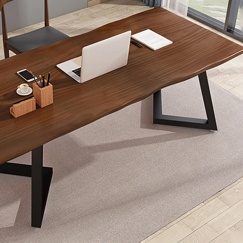 Bureau d'écriture de Style industriel, bureau de traîneau en bois massif pour la maison Clearhalo