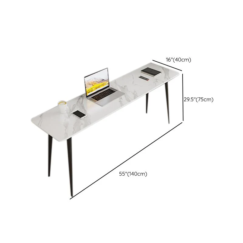 Bureau d'écriture de style industriel, bureau de travail de forme rectangulaire en blanc pour la maison Clearhalo