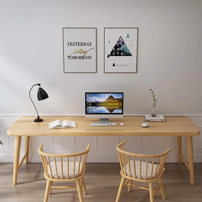 Bureau d'écriture de Style moderne, bureau en bois massif en forme de H pour la maison Clearhalo