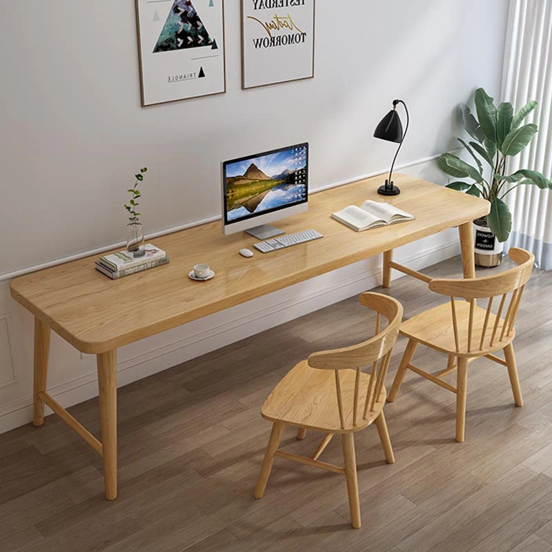 Bureau d'écriture de Style moderne, bureau en bois massif en forme de H pour la maison Clearhalo