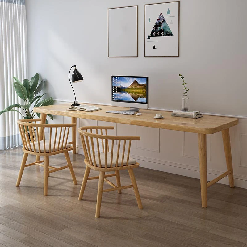 Bureau d'écriture de Style moderne, bureau en bois massif en forme de H pour la maison Clearhalo