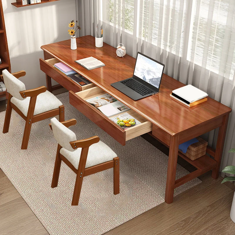 Bureau d'écriture de Style moderne, bureau rectangulaire en bois avec pieds en forme de H Clearhalo