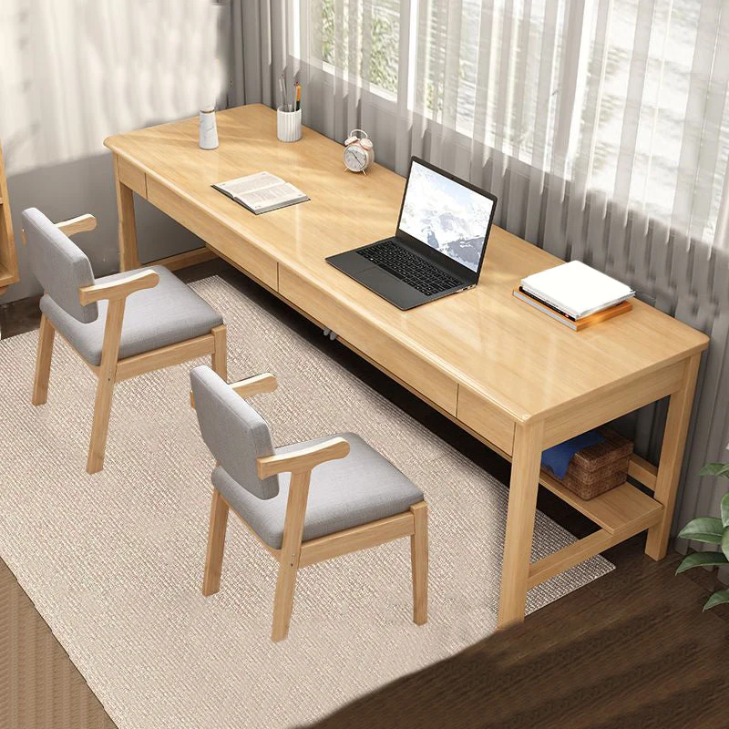 Bureau d'écriture de Style moderne, bureau rectangulaire en bois avec pieds en forme de H Clearhalo
