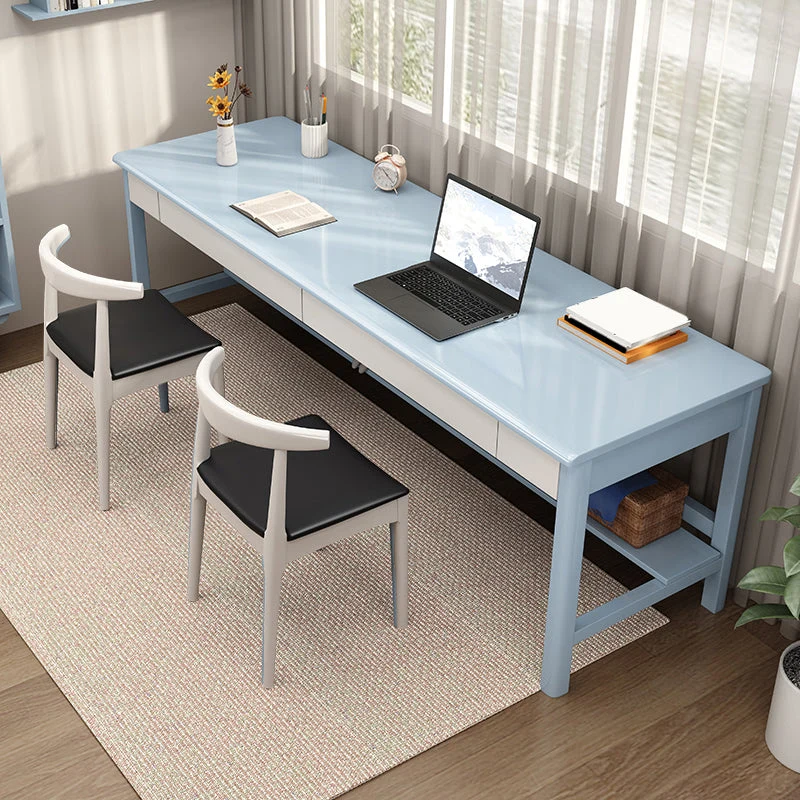 Bureau d'écriture de Style moderne, bureau rectangulaire en bois avec pieds en forme de H Clearhalo