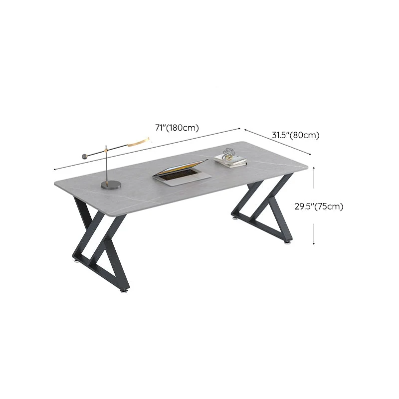 Bureau d'écriture de style moderne, bureau de travail de forme rectangulaire en gris pour le bureau Clearhalo