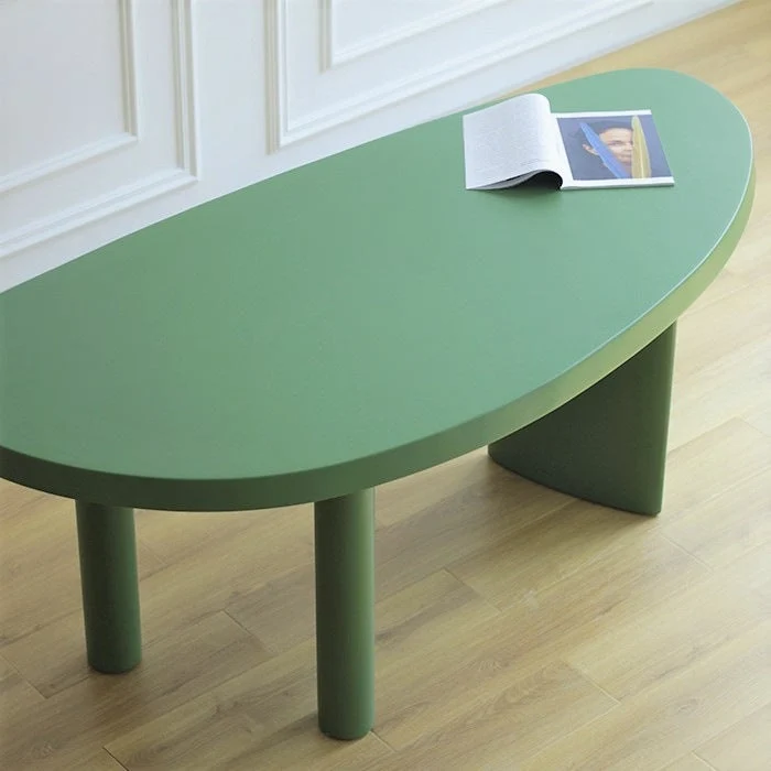 Bureau d'écriture de style simple et contemporain de 29,5 po de hauteur, bureau en bois de forme irrégulière Clearhalo