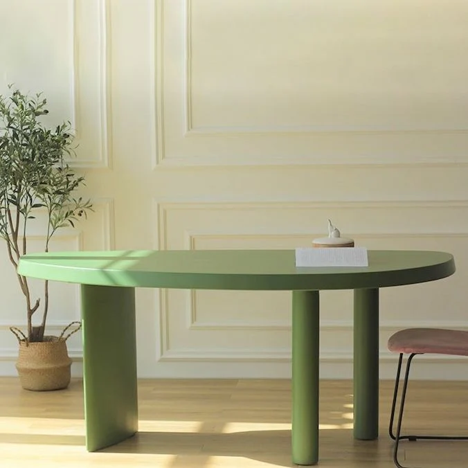 Bureau d'écriture de style simple et contemporain de 29,5 po de hauteur, bureau en bois de forme irrégulière Clearhalo