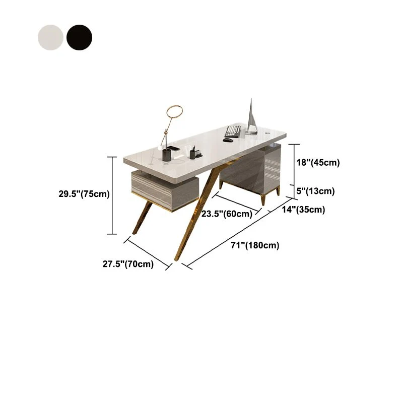 Bureau d'écriture sur pied en bois artificiel et en acier avec classeur Clearhalo