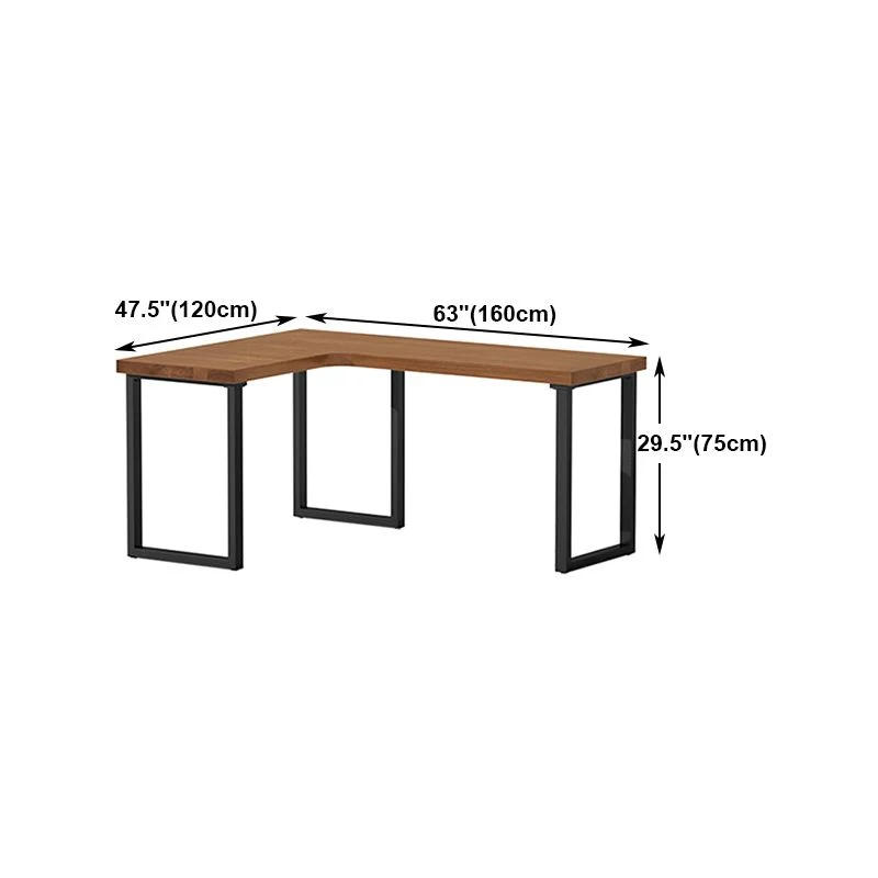 Bureau d'écriture sur pied en bois massif, bureau industriel en forme de L Clearhalo