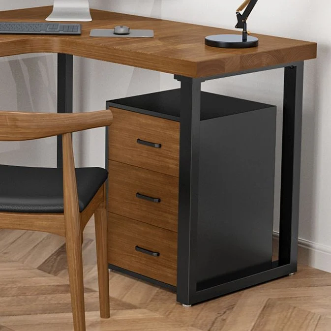 Bureau d'écriture sur pied en bois massif, bureau industriel en forme de L Clearhalo