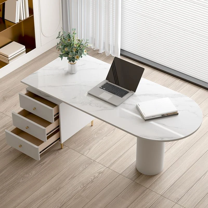 Bureau d'écriture sur pied Glam blanc avec 3 tiroirs de rangement Clearhalo