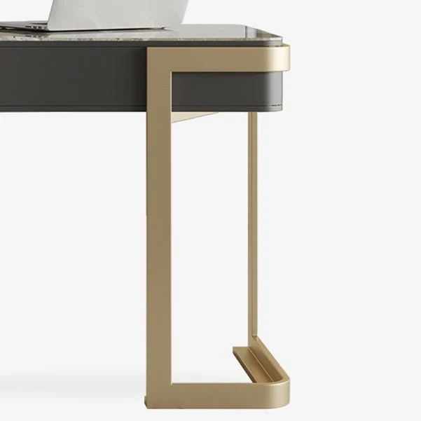 Bureau d'écriture taupe foncé Bureau de bureau incurvé avec tiroirs Glam Clearhalo
