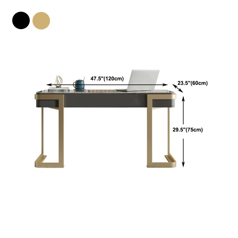 Bureau d'écriture taupe foncé Bureau de bureau incurvé avec tiroirs Glam Clearhalo