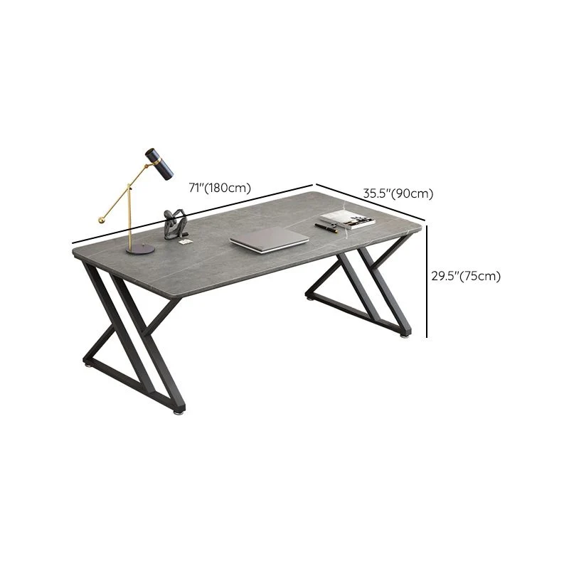 Bureau d'écriture taupe foncé en pierre et métal pour bureau Clearhalo
