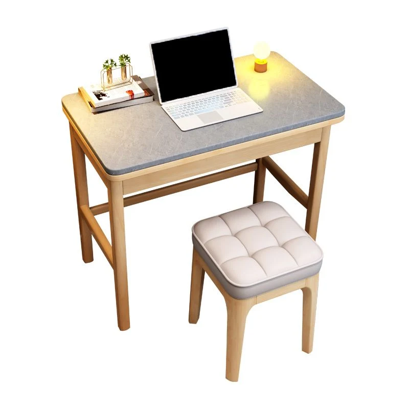 Bureau d'écriture à 1 tiroir, bureau de travail de forme rectangulaire en naturel/marron pour la maison Clearhalo