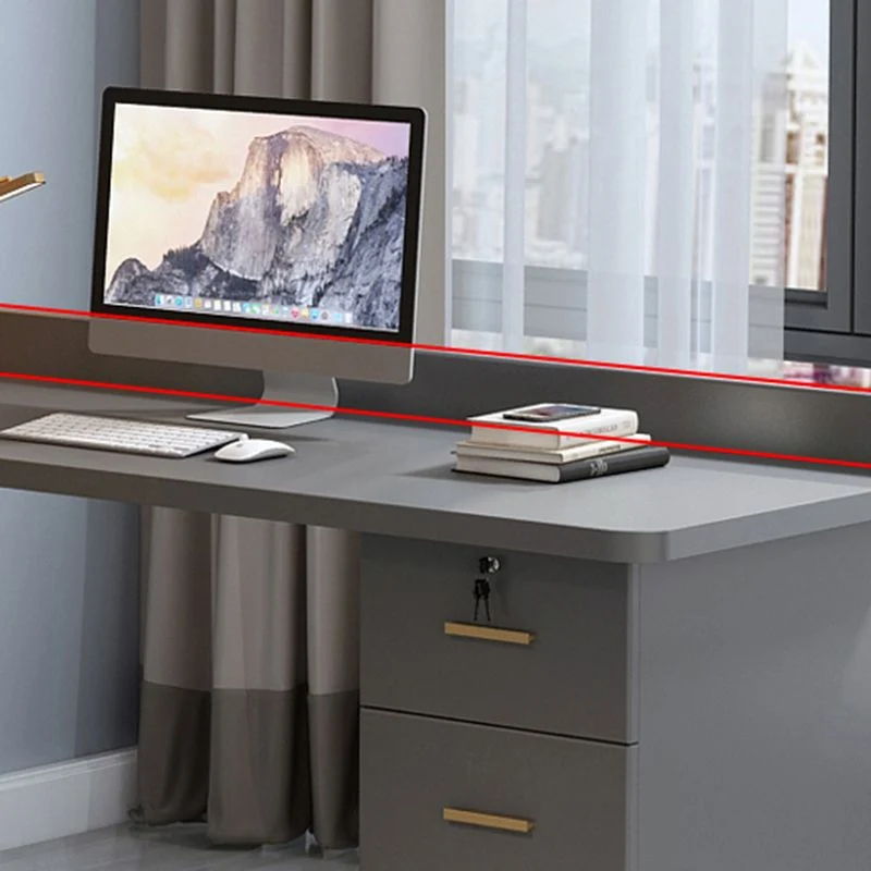 Bureau d'écriture à tiroir verrouillable de style moderne, bureau de chambre à coucher avec rangement et tiroirs Clearhalo